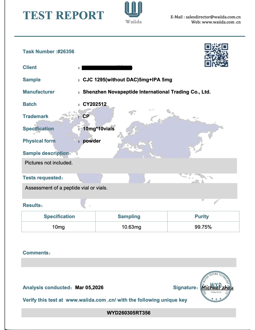 CJC 1295 + IPA 10MG Certificate of Analysis