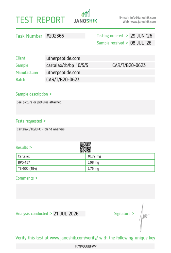 Deadpool Stack Certificate of Analysis document