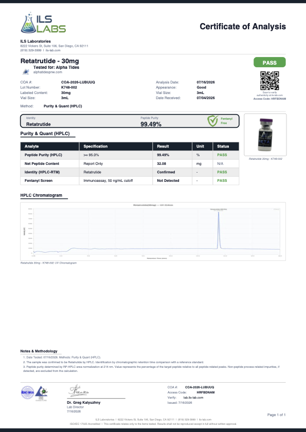 Alpha Tides PNW AT-R3 30MG Certificate of Analysis