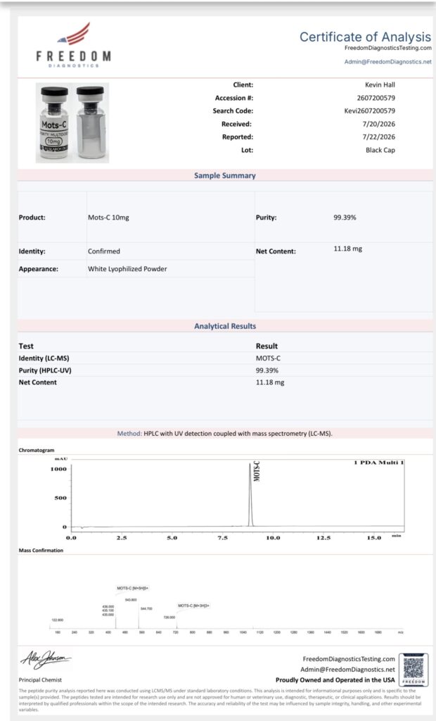 MOTS-C 10mg Certificate of Analysis document